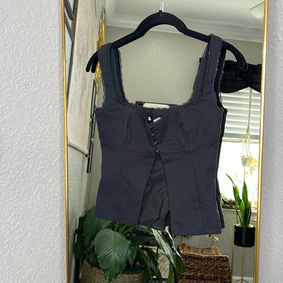 House of CB 'Noura' Black Lace Trim Top NWOT - Picture 8 of 9